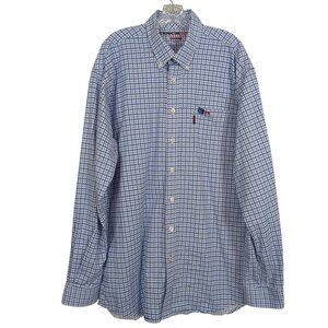 Cinch WRX Mens Blue White Work Size Large Shirt Plaid Button Down